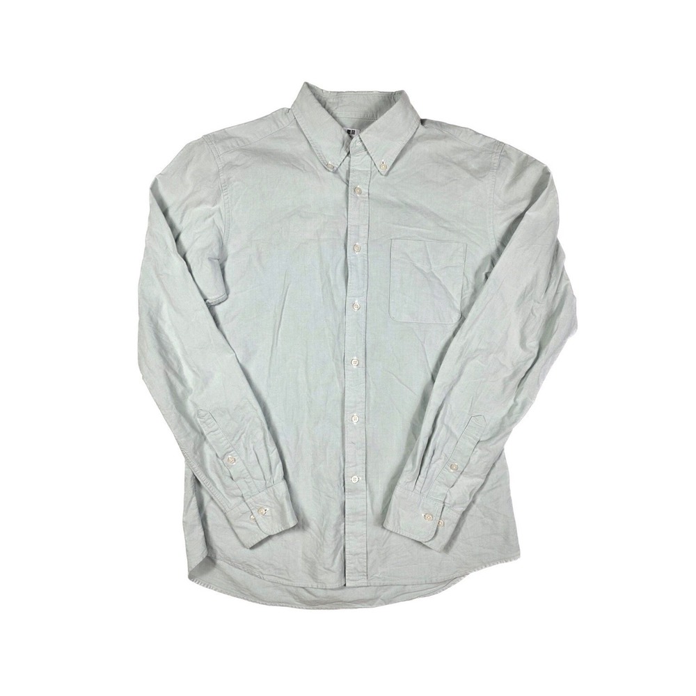 Uniqlo Slim Fit Green Button Down Chest Pocket Long Sleeve Shirt Men's Size M